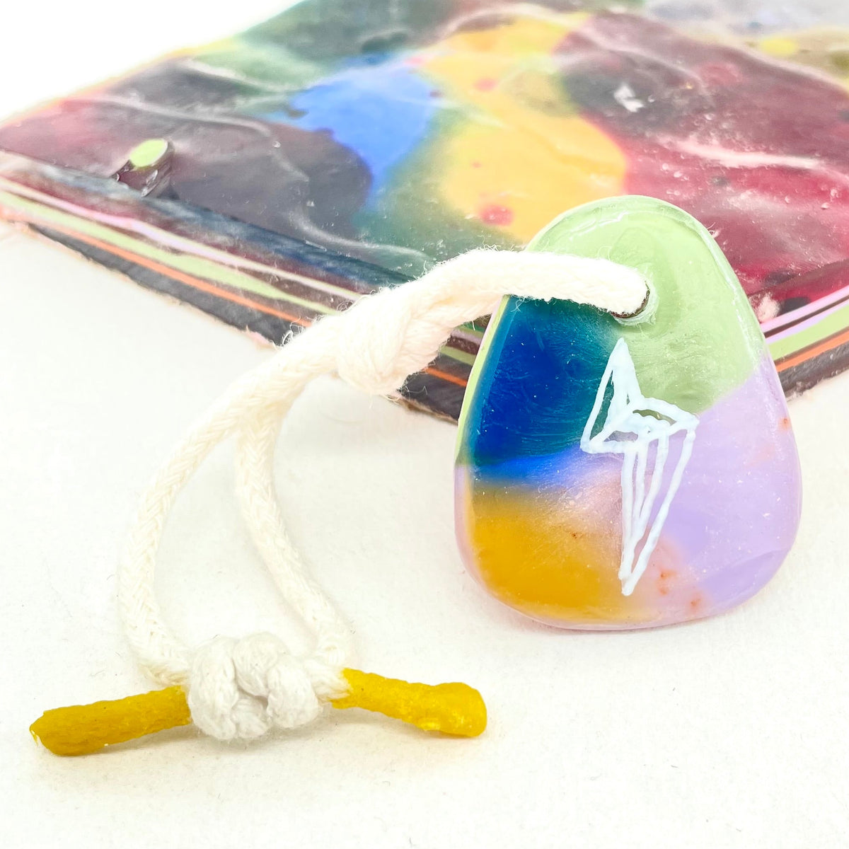 Resin Rad pendant, techni colour bolt Keyring