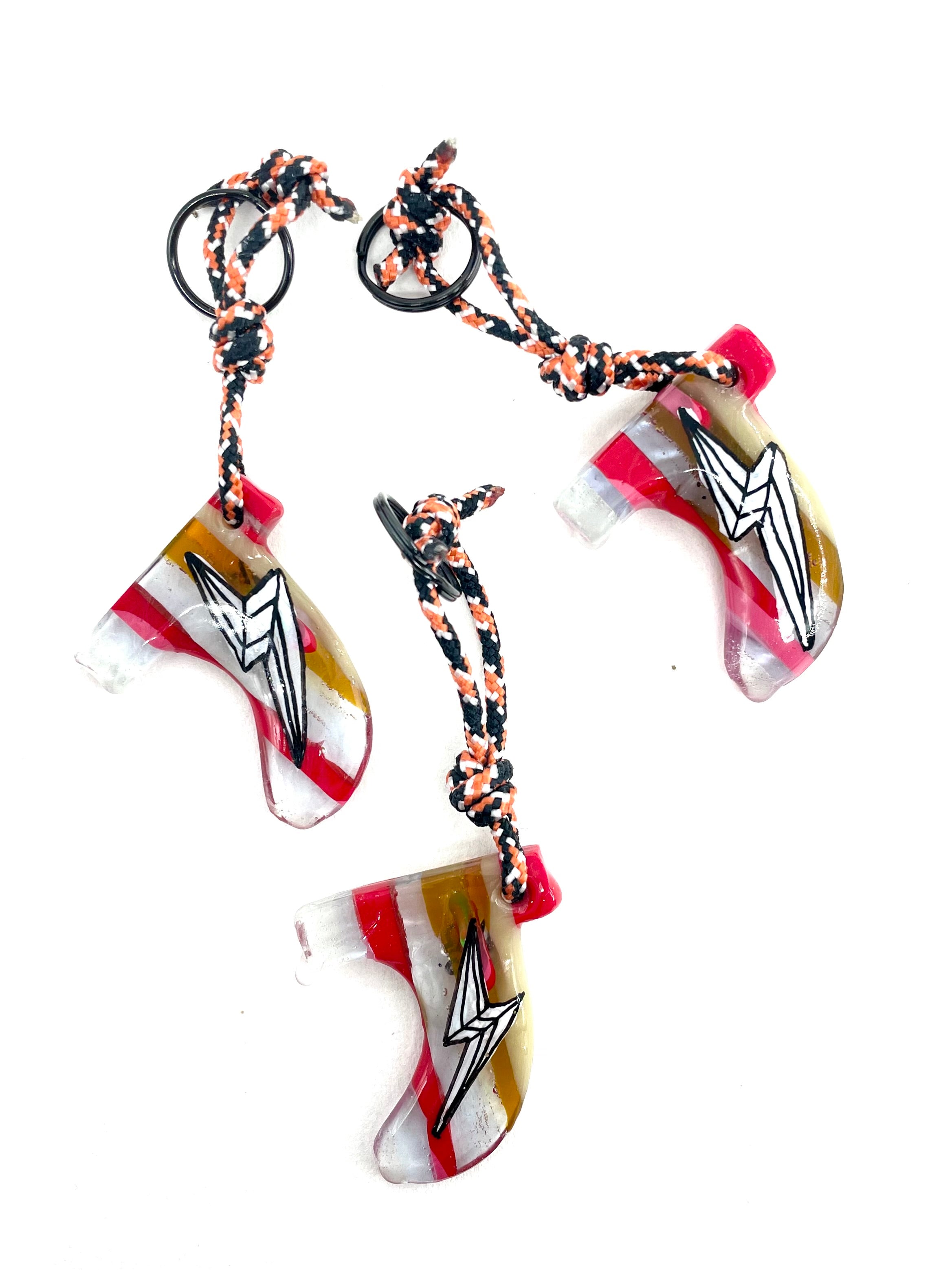 Resin Rad Fin Keyrings series of 3