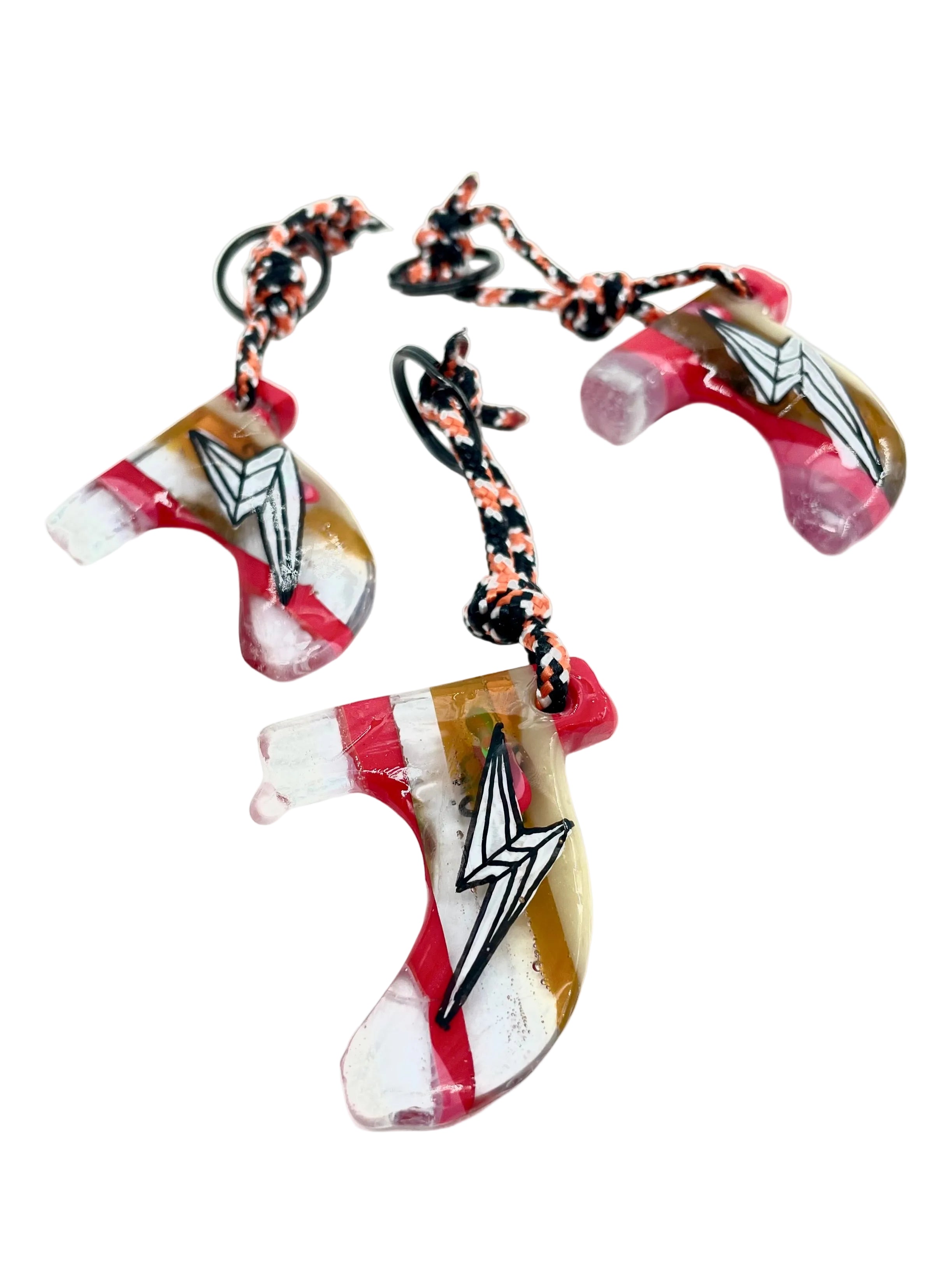Resin Rad Fin Keyrings series of 3