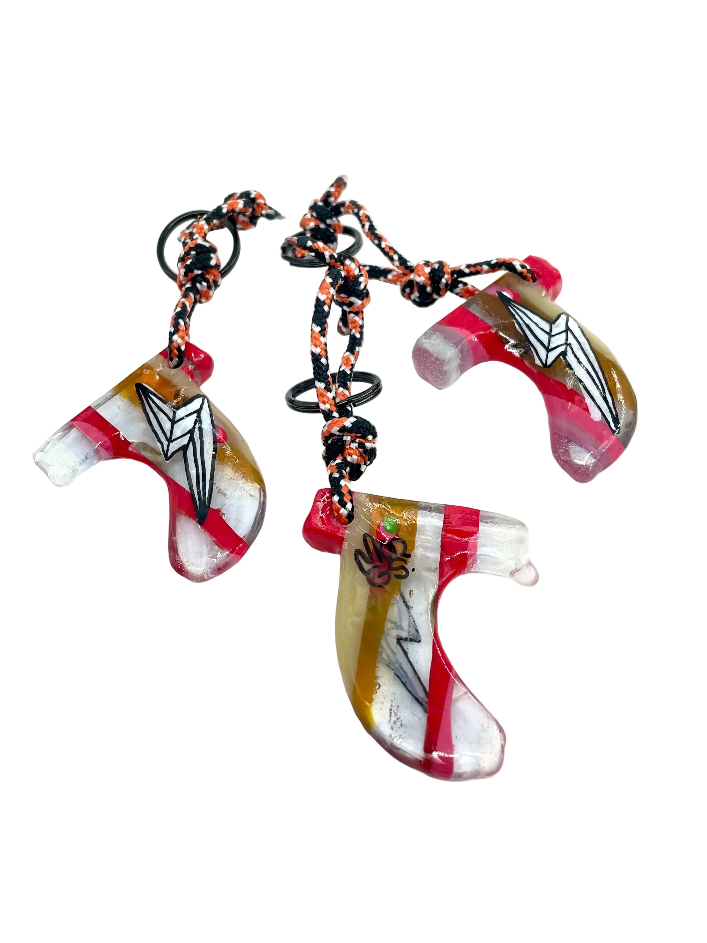Resin Rad Fin Keyrings series of 3