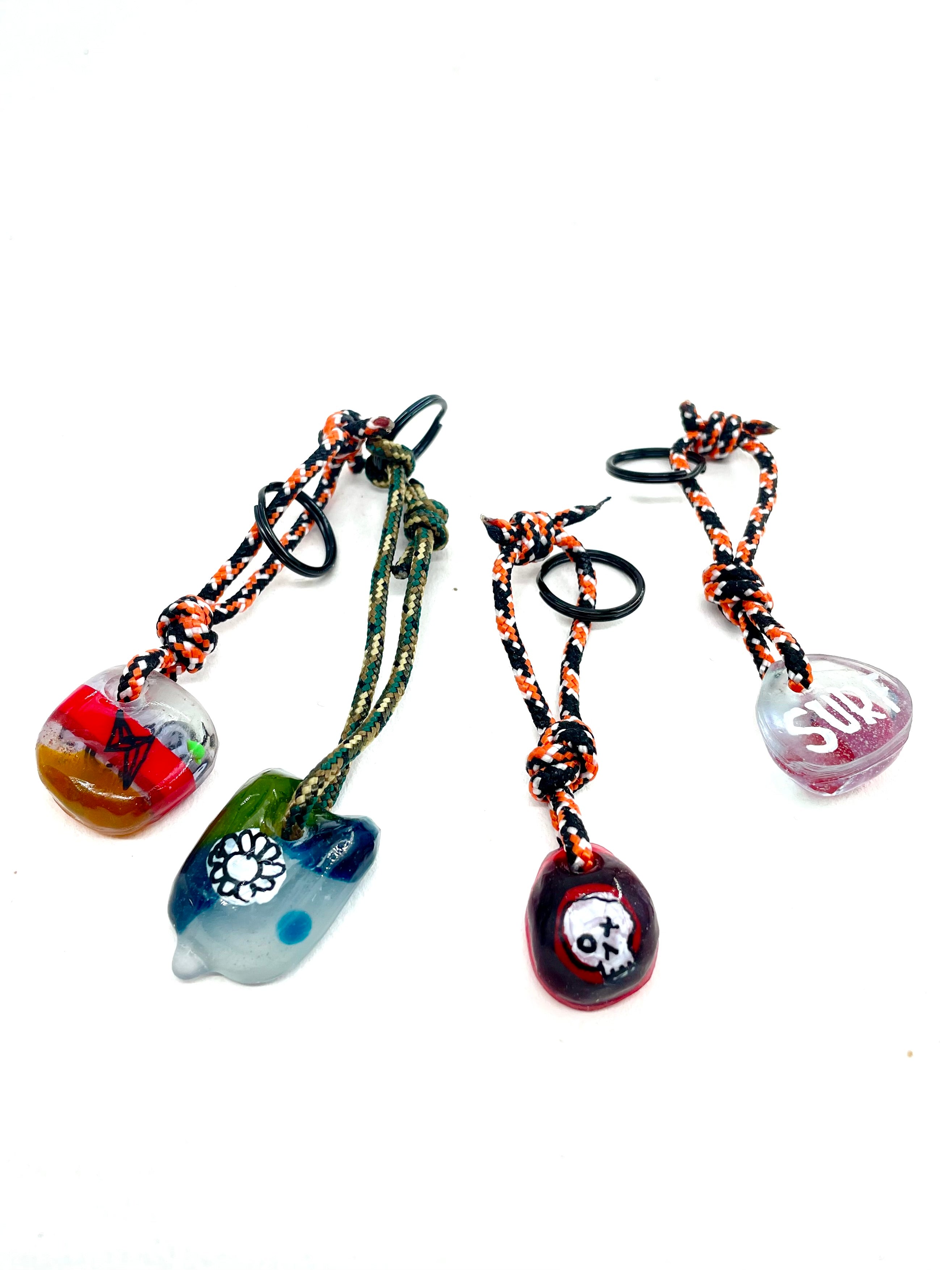 Resin Rad drop Keyrings series of 4